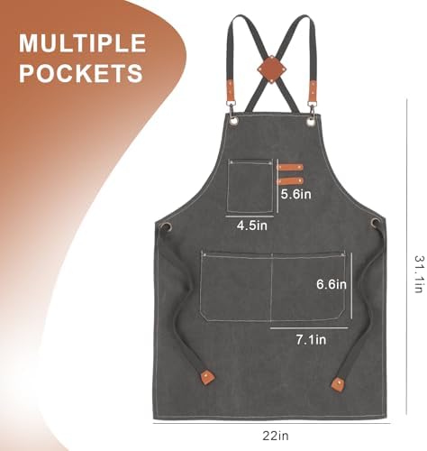 Unisex Woodworking Work Apron, 16oz Multi-Pocket Canvas Apron