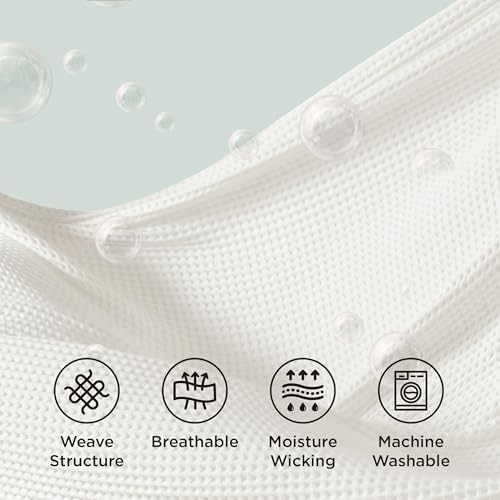Bedsure Lightweight 100% Cotton Waffle Blanket, Queen, Ivory