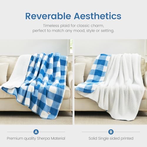 Cozy Bliss Luxury Sherpa Throw Blanket for Couch, Premium Reversible