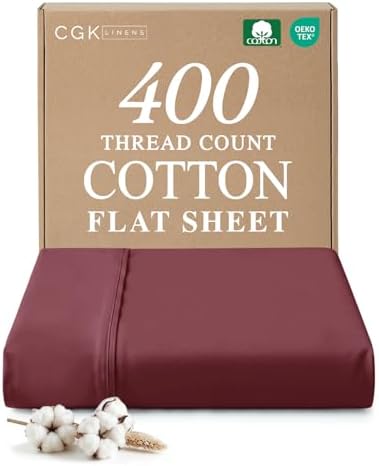 Cotton Flat Sheet Queen Size - Top Flat Bed Sheet Only - Queen