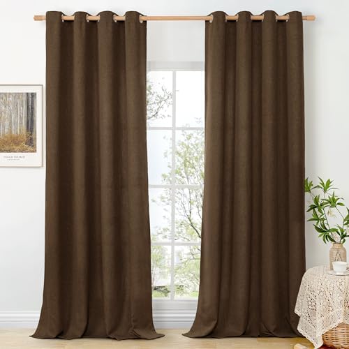 BGment Brown Linen Curtains 95 Inches Long for Living Room