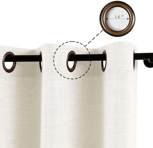 LUSTROWIN Ivory White Natural Linen Curtains 120 Inches Long - Light