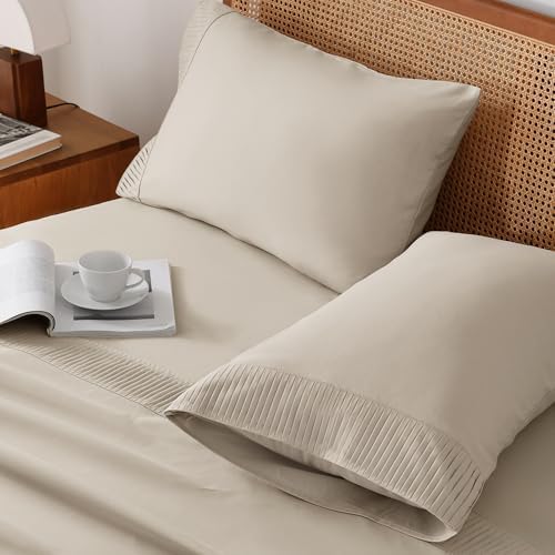 Andency Queen Sheets Set, Oatmeal Breathable & Cooling Sheets