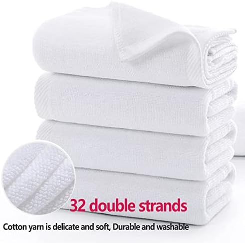 6 Piece Pure White Towel Set-Thick Face Towel,32 Double Strands,Fine