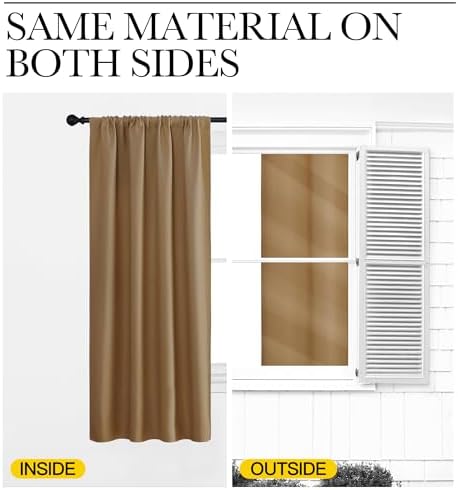 NICETOWN Bedroom Window Curtain Panels, Gold Brown, 2 Panels, 62 in x