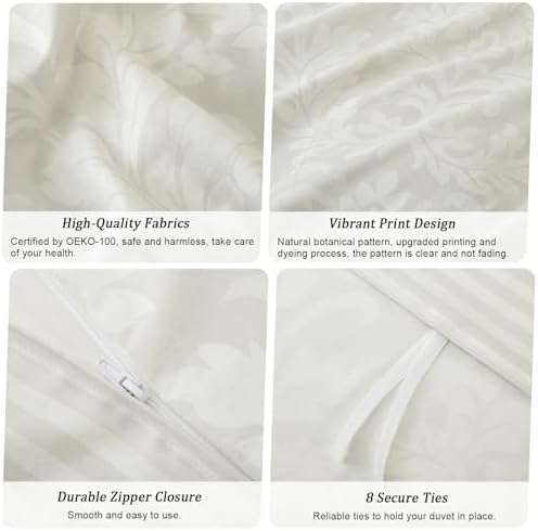 PHF Ultra Soft Floral Duvet Cover Queen Size, 90"x90", Paisley-Beige
