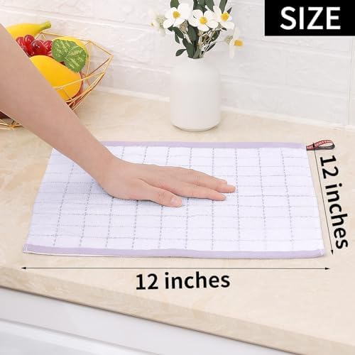 Homaxy 100% Cotton Terry Kitchen Dish Cloths, 8 Pack, White