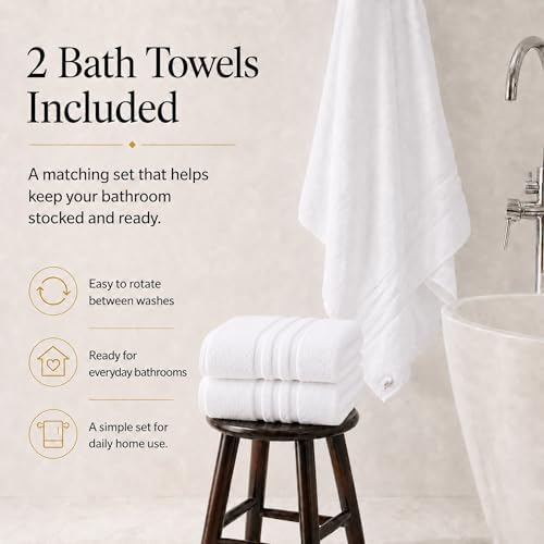 Velqora Bath Towels 6 Pack, 30x60 in, 100% Cotton, Soft & Absorbent