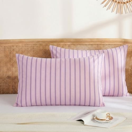 Merryword 100% Cotton Pillow Cases, Standard Size Pillowcases, Pink &
