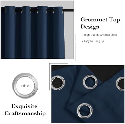 RYB HOME 100% Blackout Curtains for Bedroom Living Room 96 inches Long