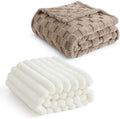 Bedsure Light Taupe Fleece Blanket for Couch&Twin Blanket for Couch