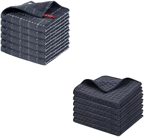 Homaxy Kitchen Towels and Dishcloths Set, 12 x 12 Inches, Set of 12