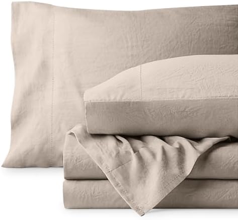 Bare Home Washed Sheet Set 1800 Ultra-Soft (Full, Pebble)