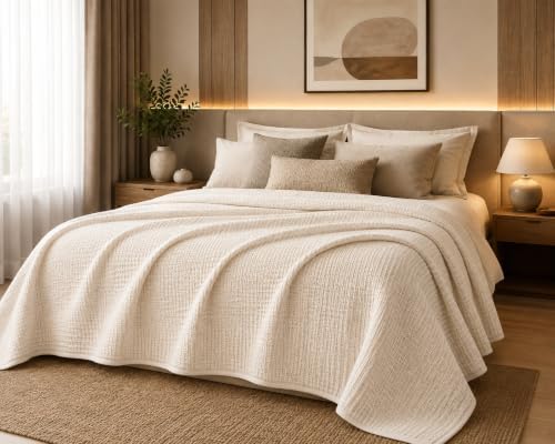 HILLFAIR 100% Combed Cotton Blanket– California King Size Bed Blanket