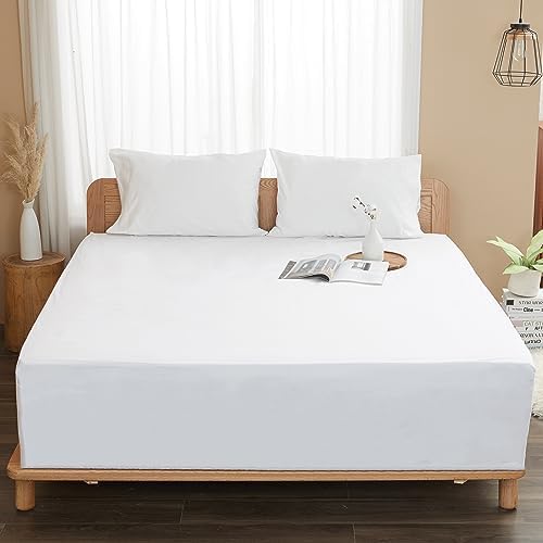 Sunflower Queen Fitted Sheet Extra Deep, 100% Cotton Sateen, White