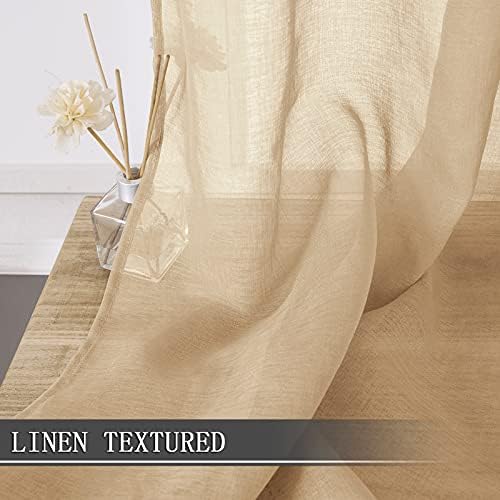 Tollpiz Sheer Curtain Linen Textured Living Room Curtains Sheer Light
