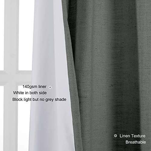 ChadMade Linen Curtain 100Wx120L inch Drape, Room Darkening Lining