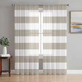 Beige and Sheer Curtains for Living Room 108 inch Length 2 Panels Set