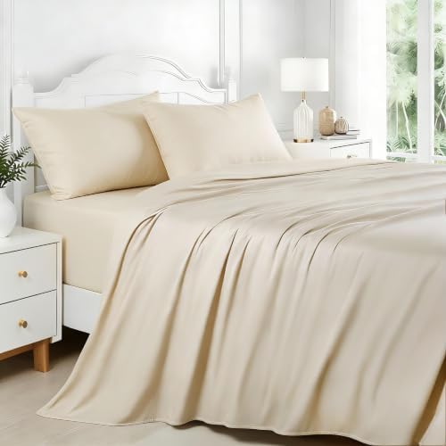 Cooling Bed Sheets Queen Size, Taupe Queen Sheet Set, Ultra Soft