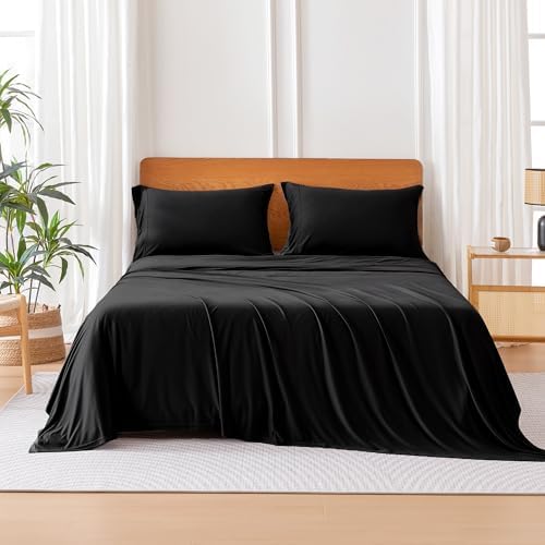 Amazon Basics Jersey Knit 4-Piece Sheet Set, Wrinkle Free and Easy