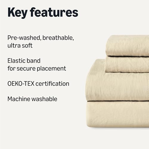 Amazon Basics Full Bed Sheet, 4-Piece Bedding Set, Double Brushed