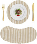 Neutral Sandy Round Braided Placemats Set of Set of 8 Heat Resistance