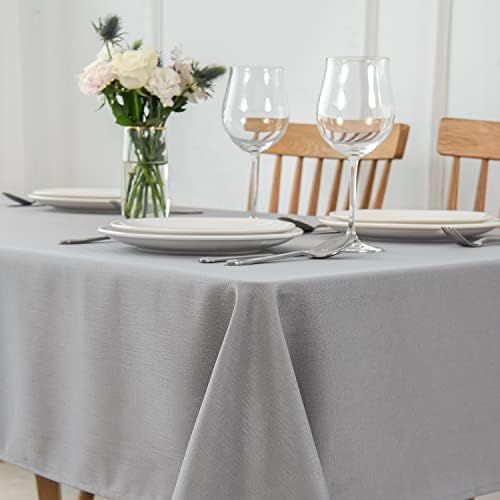maxmill Faux Linen Texture Tablecloth Stain Resistant Waterproof
