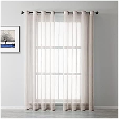 Beydodo Curtains Sheer 63 Inch Length, Curtains for Living Room Set 2