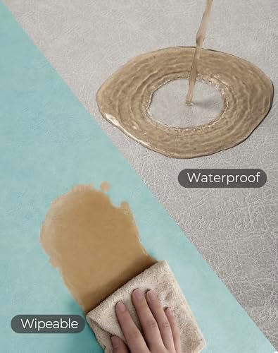 Reversible Faux Leather Placemats and Coasters Set of 16, 12x17 Inch