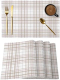 Buffalo Plaid Placemats Set of 4, Cotton Linen Fabric Place Mats, Sand