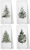 Winter Christmas Tree Kitchen Towels, Vintage Christmas Tree Decor