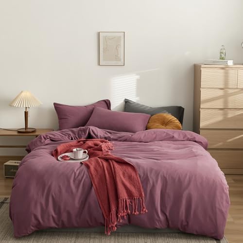 CLOTHKNOW Pale Mauve Queen Comforter Set 3Pcs Dusty Purple Bedding