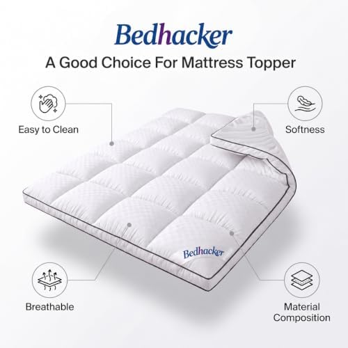 Queen Mattress Topper, Thick Pillow Top Mattress Pad, White