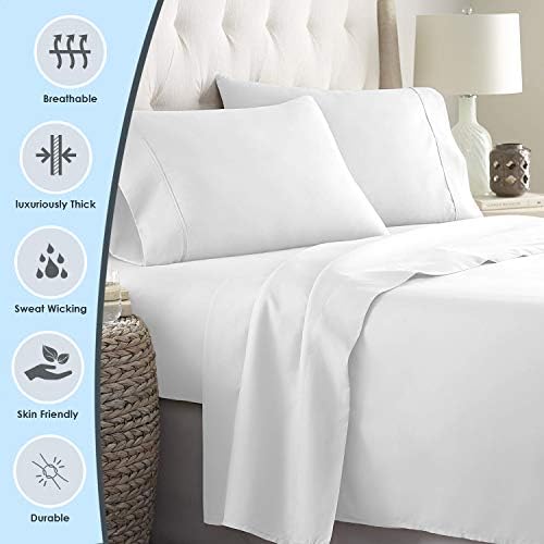 Pizuna 100% Cotton Queen Duvet Cover Set 1000 Thread Count, White