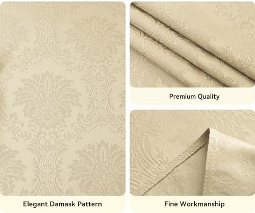 Romanstile Jacquard Rectangle Tablecloth 60 x 84 Inch, Beige