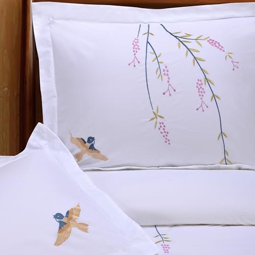 SUPERIOR Spring Embroidered Duvet Cover Set, Long-Staple Cotton