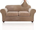 PrinceDeco Velvet Couch Cover Loveseat Covers for 2 Cushion Couch