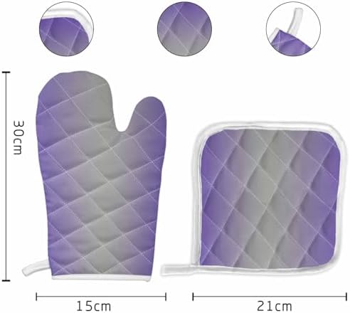 Quilted Cotton Terry Cloth Oven Mitt, Pot Holder Purple Gray Gradient