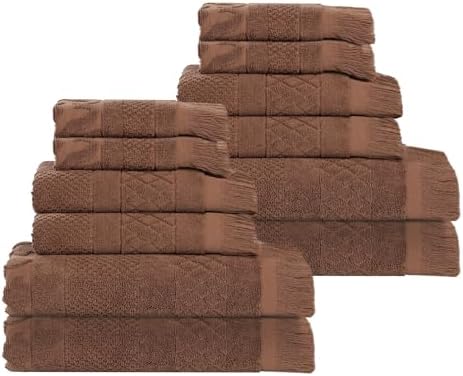 SUPERIOR Cotton 12 Piece Towel Set, Quick Dry, Bathroom Essentials