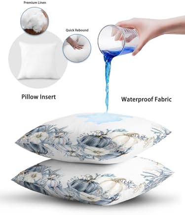 Outdoor Pillows with Inserts Set of 2 12x20, Coastal Fall Waterproof