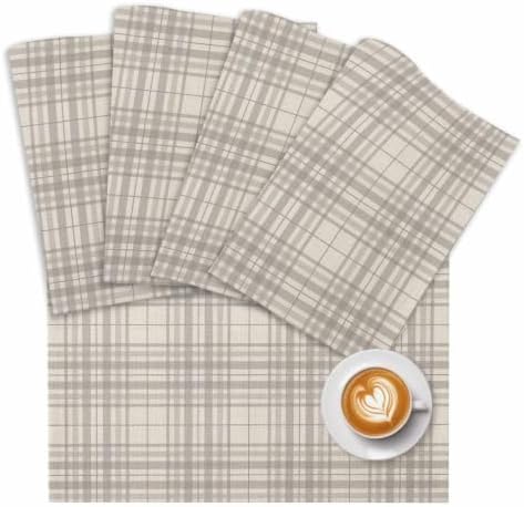Placemats Set of 8 Industrial Checked Place Mats for Dining Table