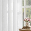 Beauoop White Semi Sheer Curtains for Living Room 52x96 2 Panels