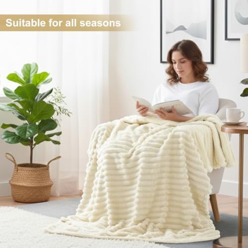 decorUhome Beige Fleece King Blanket 108x90 Inches