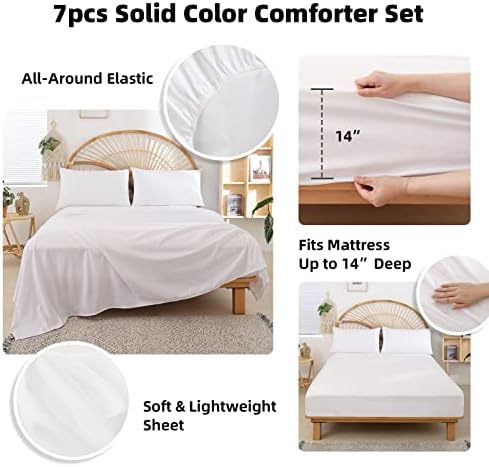 weigelia Queen Comforter Set with Sheets - Taupe 7 Piece Bed in a Bag