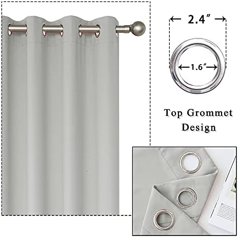 KEQIAOSUOCAI Light Gray Blackout Curtains 63 Inches Long for Living