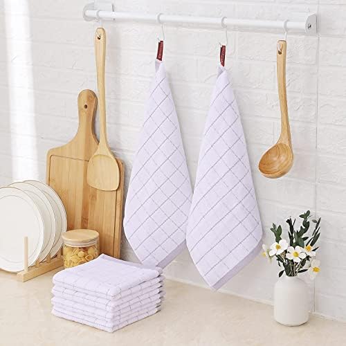 Homaxy 100% Cotton Terry Kitchen Dish Cloths, 8 Pack, White