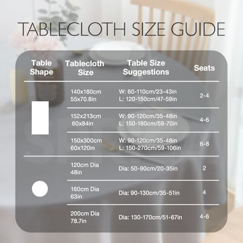 Round Imitation Linen Tablecloth 78 in Water-Resistant, Linen