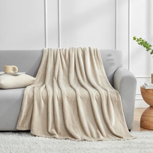 Hansleep King Taupe Fleece Blanket, Soft Flannel Bed Blanket