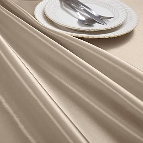 1 Pack Tan Satin Tablecloth, 58 x 102 Inches, Rectangle