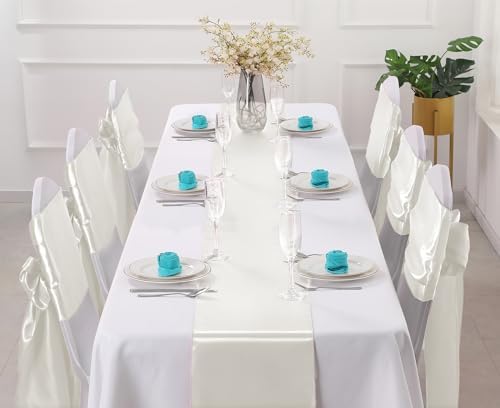 Horbaunal 12 Pack Ivory Satin Table Runner 12 x 108 Inch